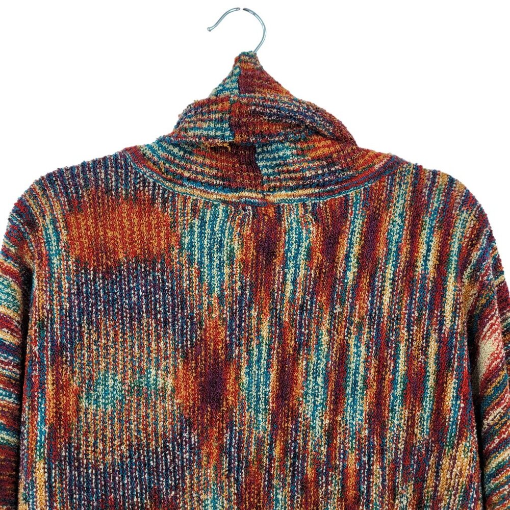 Vtg 80s Multicolor‎ Streaked Cowlneck Sweater Sz M Dolman Sleeve Funky Casual - Picture 9 of 12